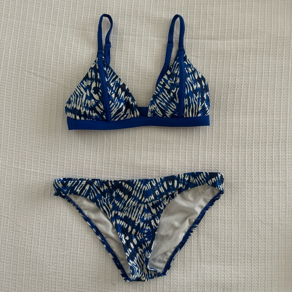 Neontide Blue and White Triangle Bikini Set size XS